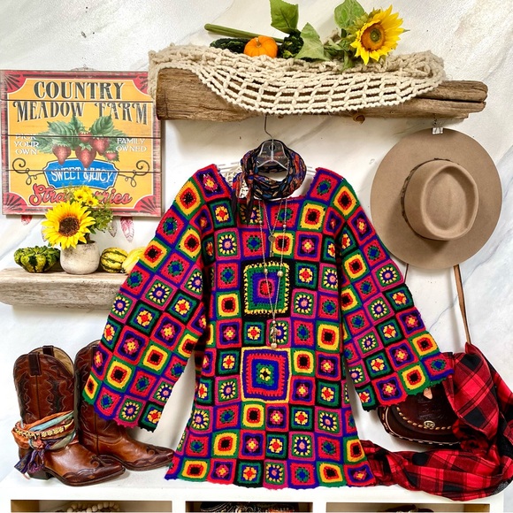 Colorful Crochet Mini Dress - Picture 5 of 15